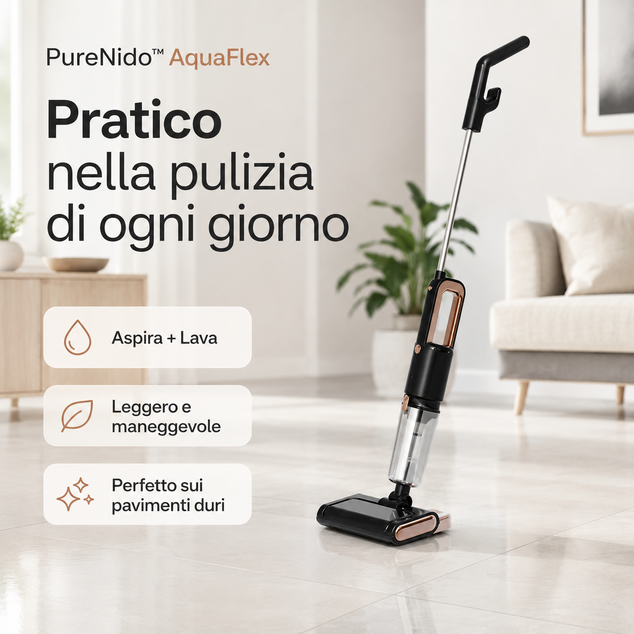 PureNido™ AquaFlex – Aspirapolvere e Lavapavimenti 2 in 1