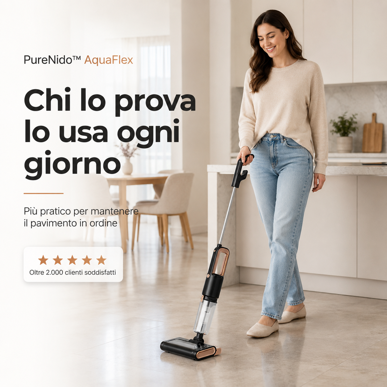 PureNido™ AquaFlex – Aspirapolvere e Lavapavimenti 2 in 1