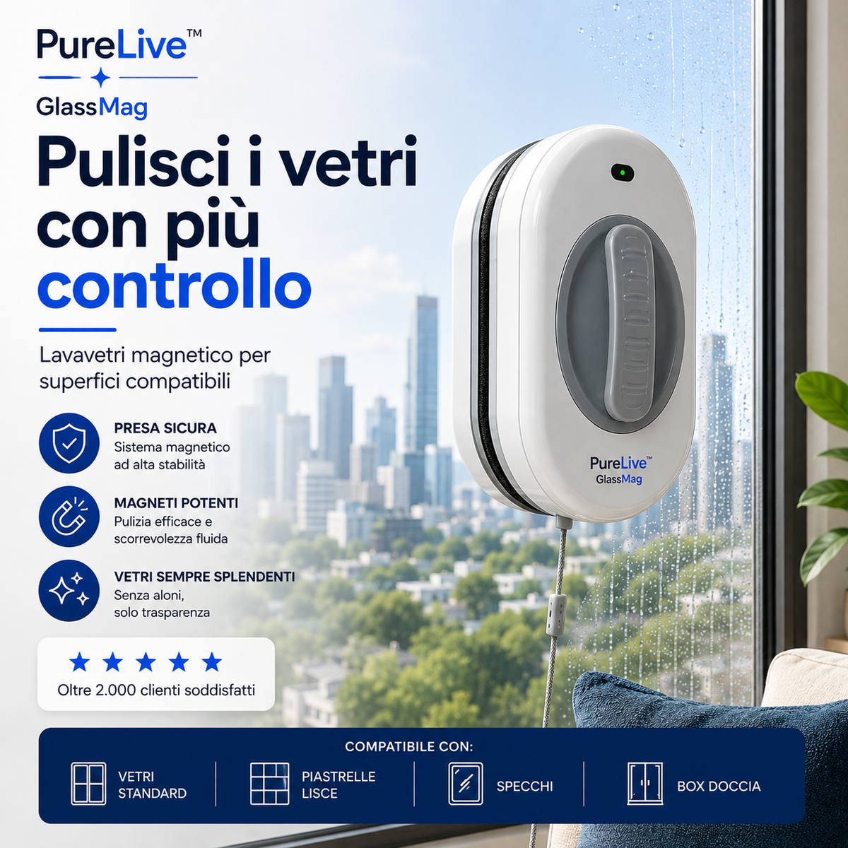 PureLive™ GlassMag – Lavavetri Magnetico