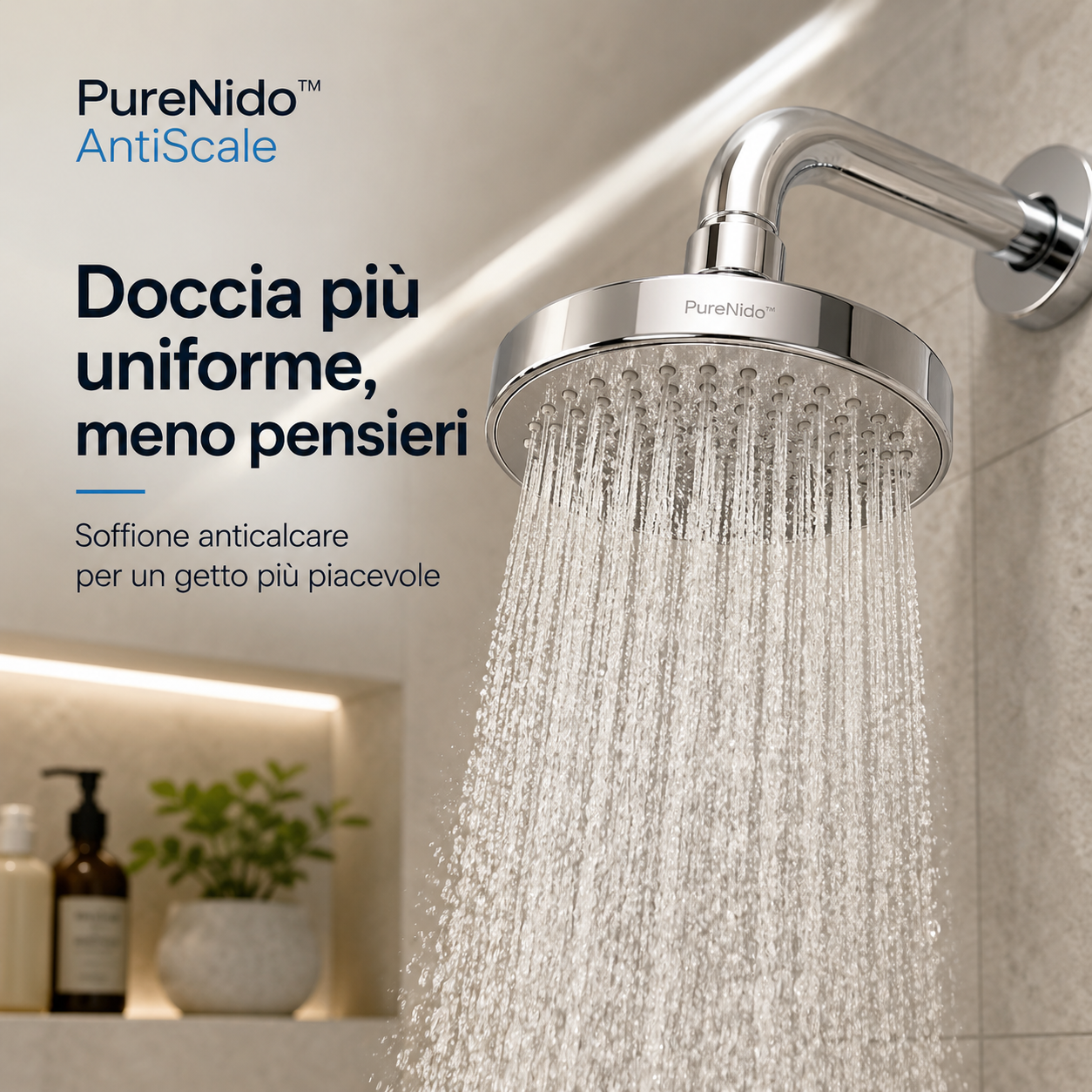 PureNido™ AntiScale – Soffione Doccia Anticalcare