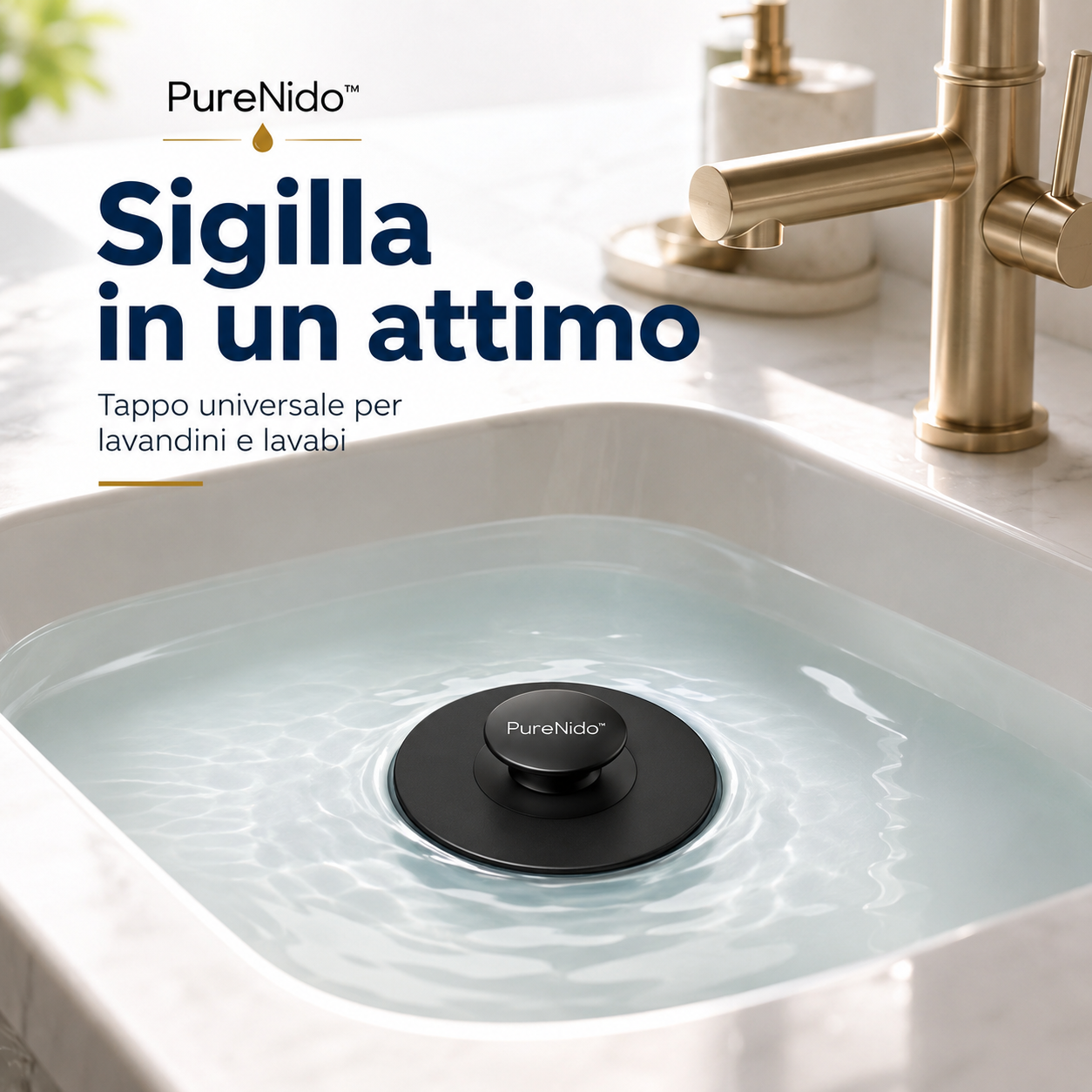 PureNido™ DrainSeal – Tappo Universale per Lavandino