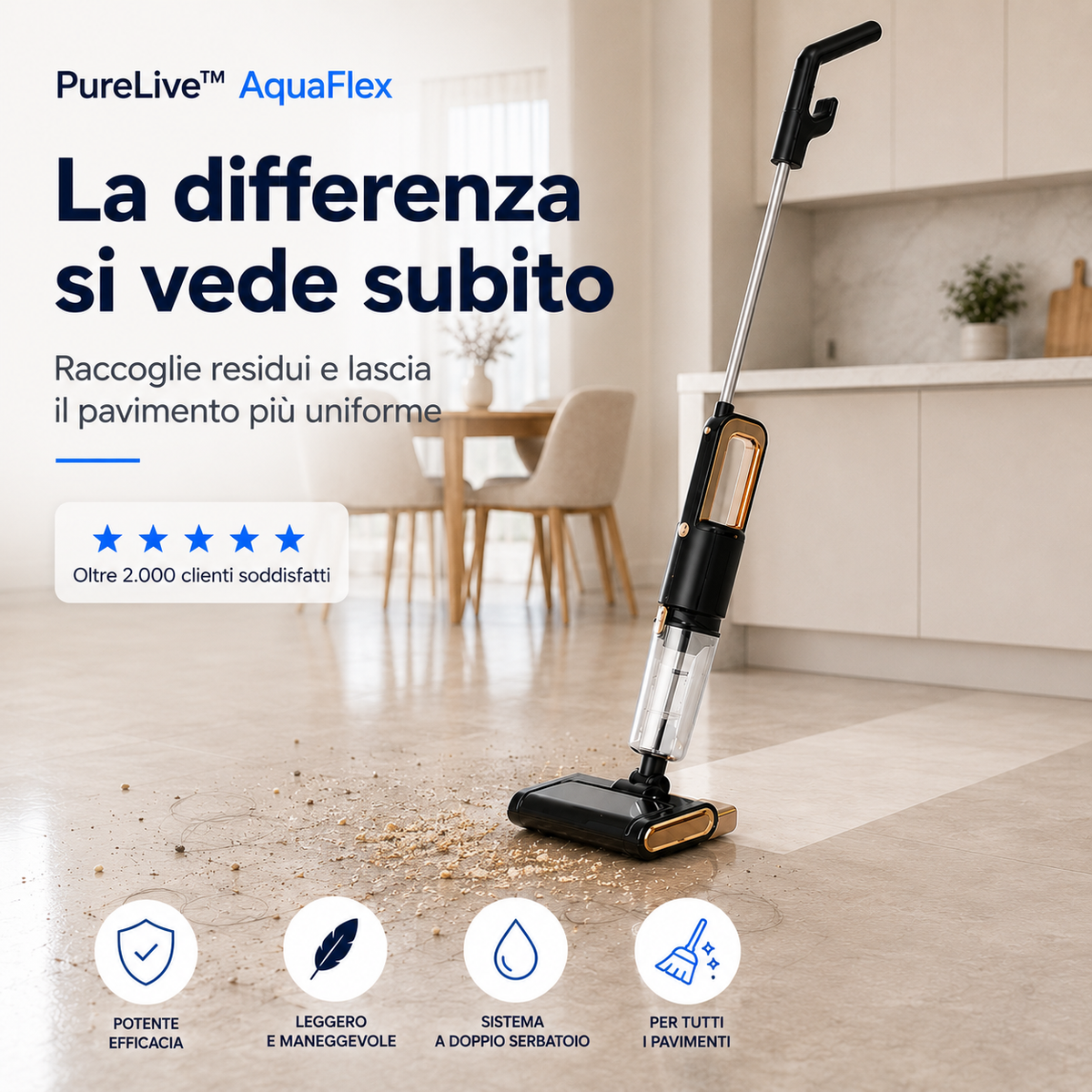 PureLive™ AquaFlex – Aspirapolvere e Lavapavimenti 2 in 1